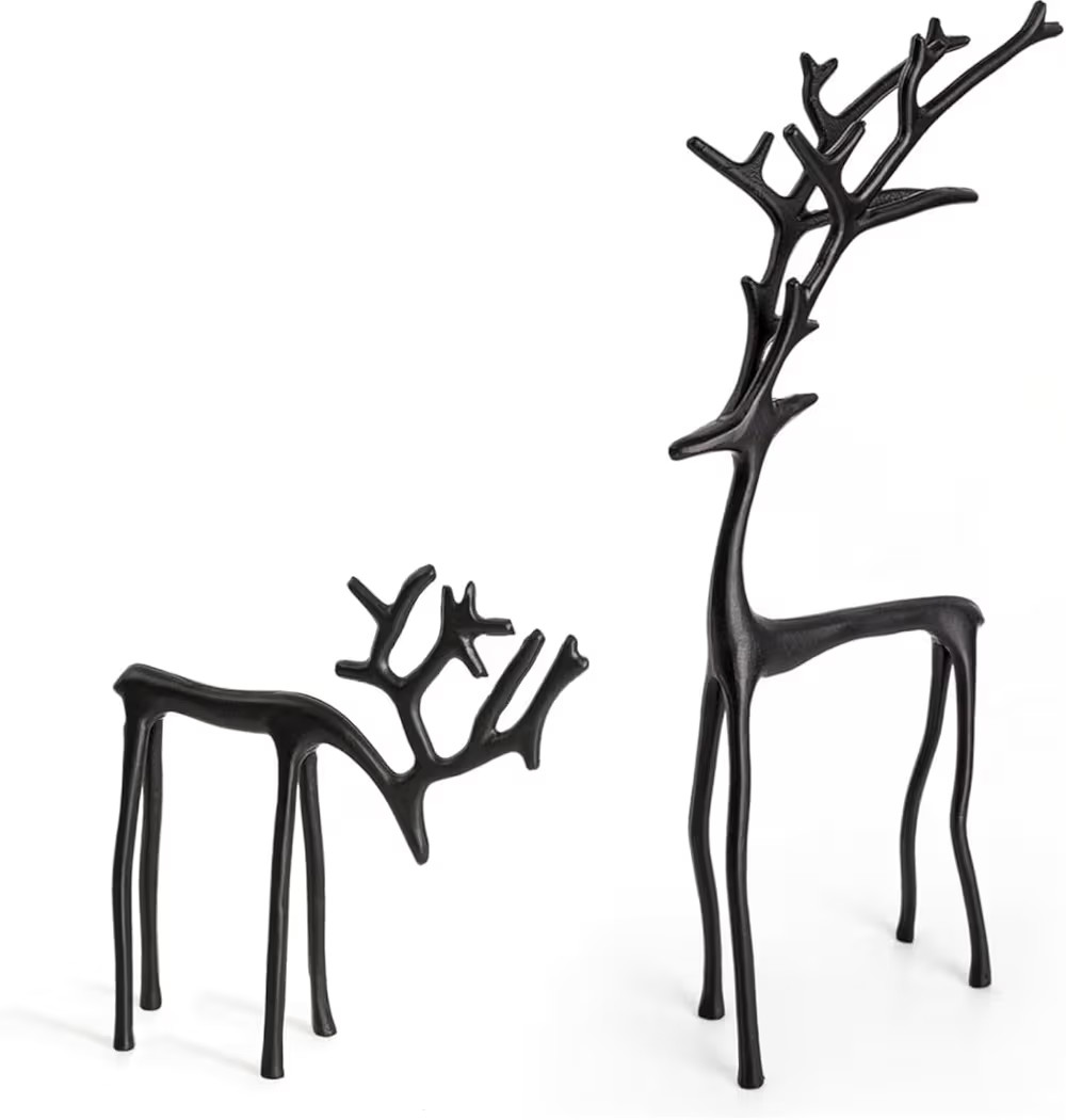 Reindeer Christmas Decor, Set of 2 Black Metal Reindeer Figurines - Modern Christmas Decorations ... | Amazon (US)