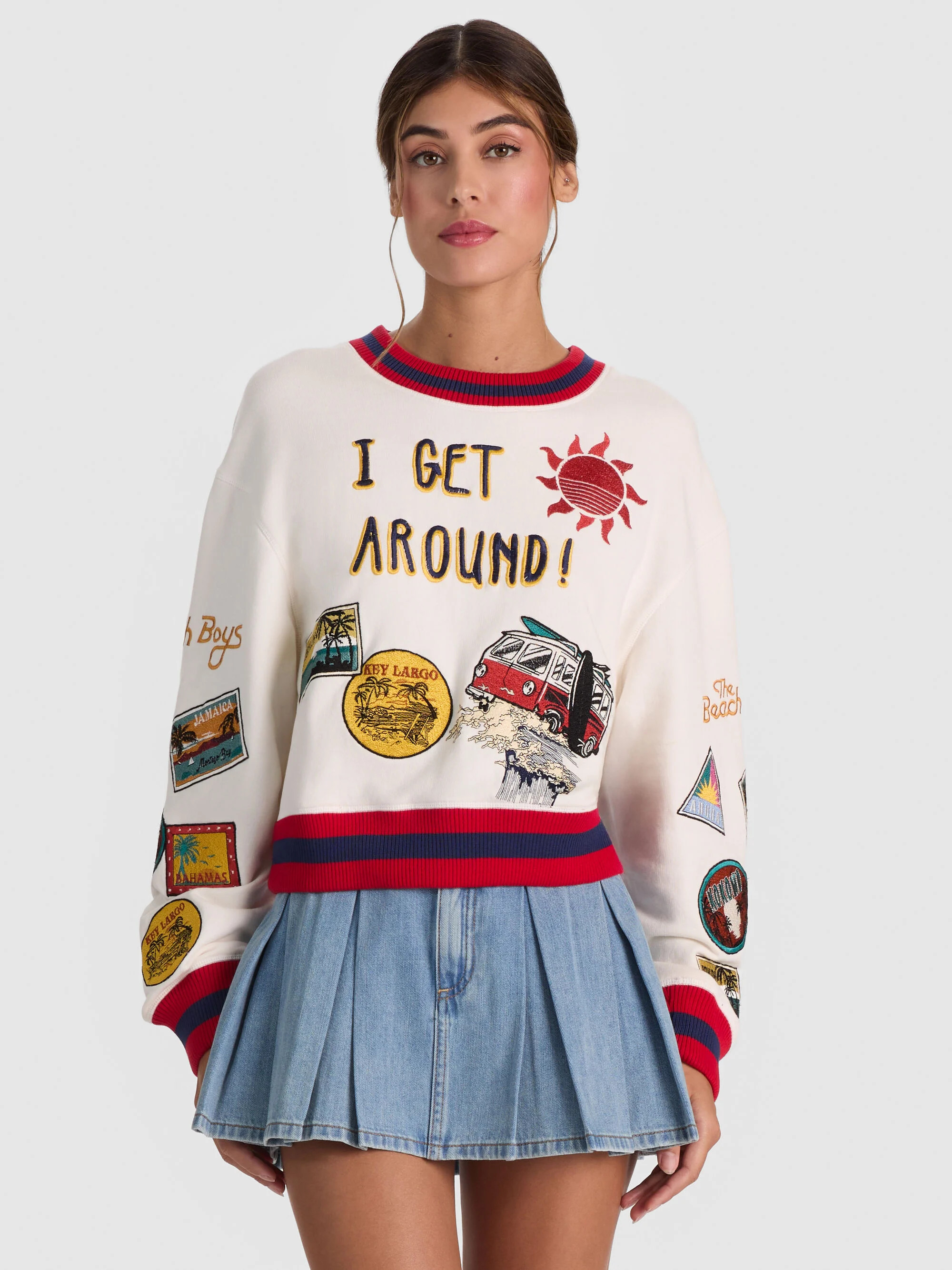 RUSSELL EMBROIDERED CREWNECK SWEATSHIRT | Alice + Olivia