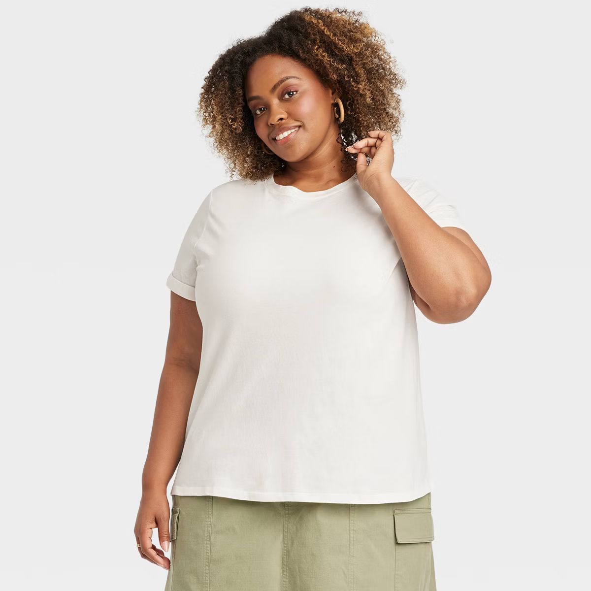 Women's Short Sleeve Rolled Cuff T-Shirt - Ava & Viv™ | Target