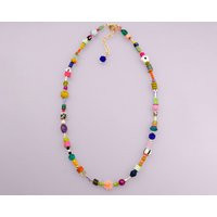 Colorful Beaded Friendship Necklace, Multicolor Seed Bead Rainbow Trendy Best Friend Necklace | Etsy (US)