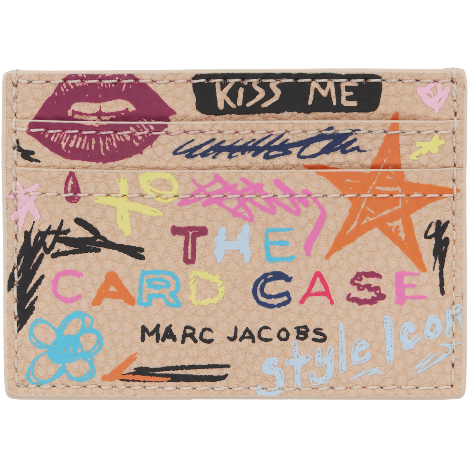 Marc Jacobs Beige 'The Punk Scribble' Card Holder | SSENSE