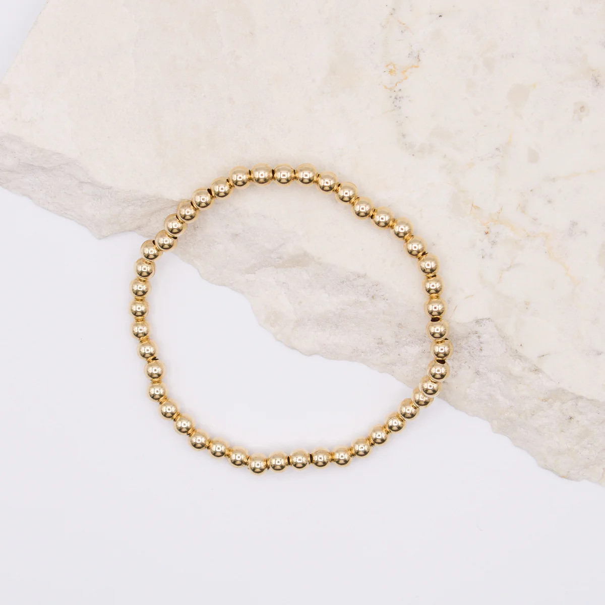 4mm 14kt Yellow Gold Filled Smooth Beaded Bracelet | Sparkl