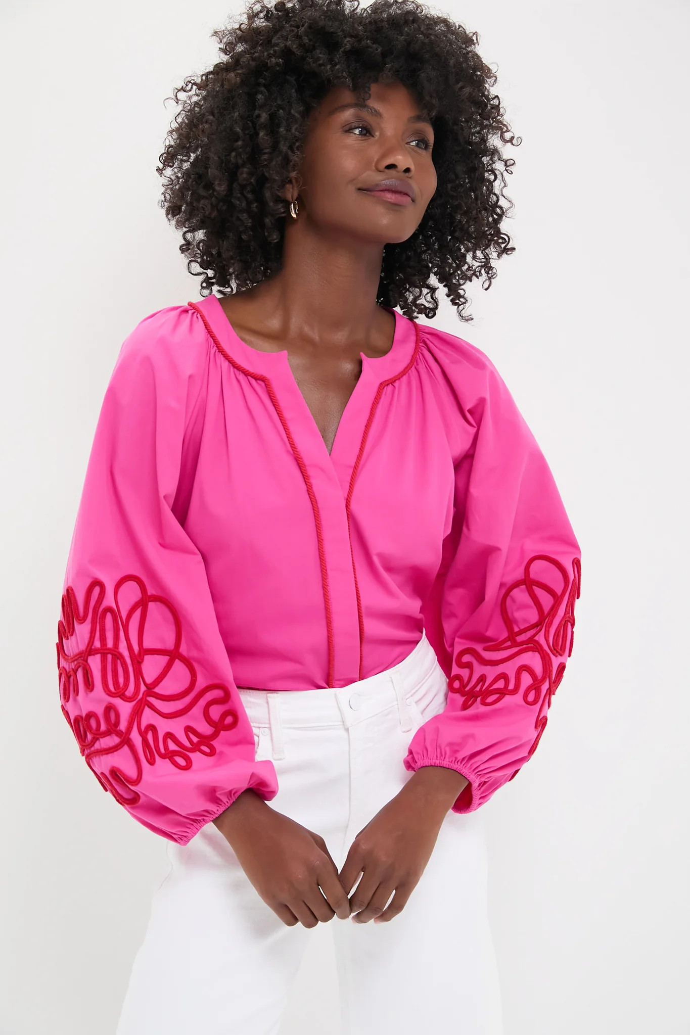 Pink & Red Soutache Stella Blouse | Tuckernuck (US)