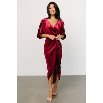 Velvet Cocktail Dress For Women Long Sleeve Vintage Formal A-Line Elegant Wedding Guest Dresses Red M | Target