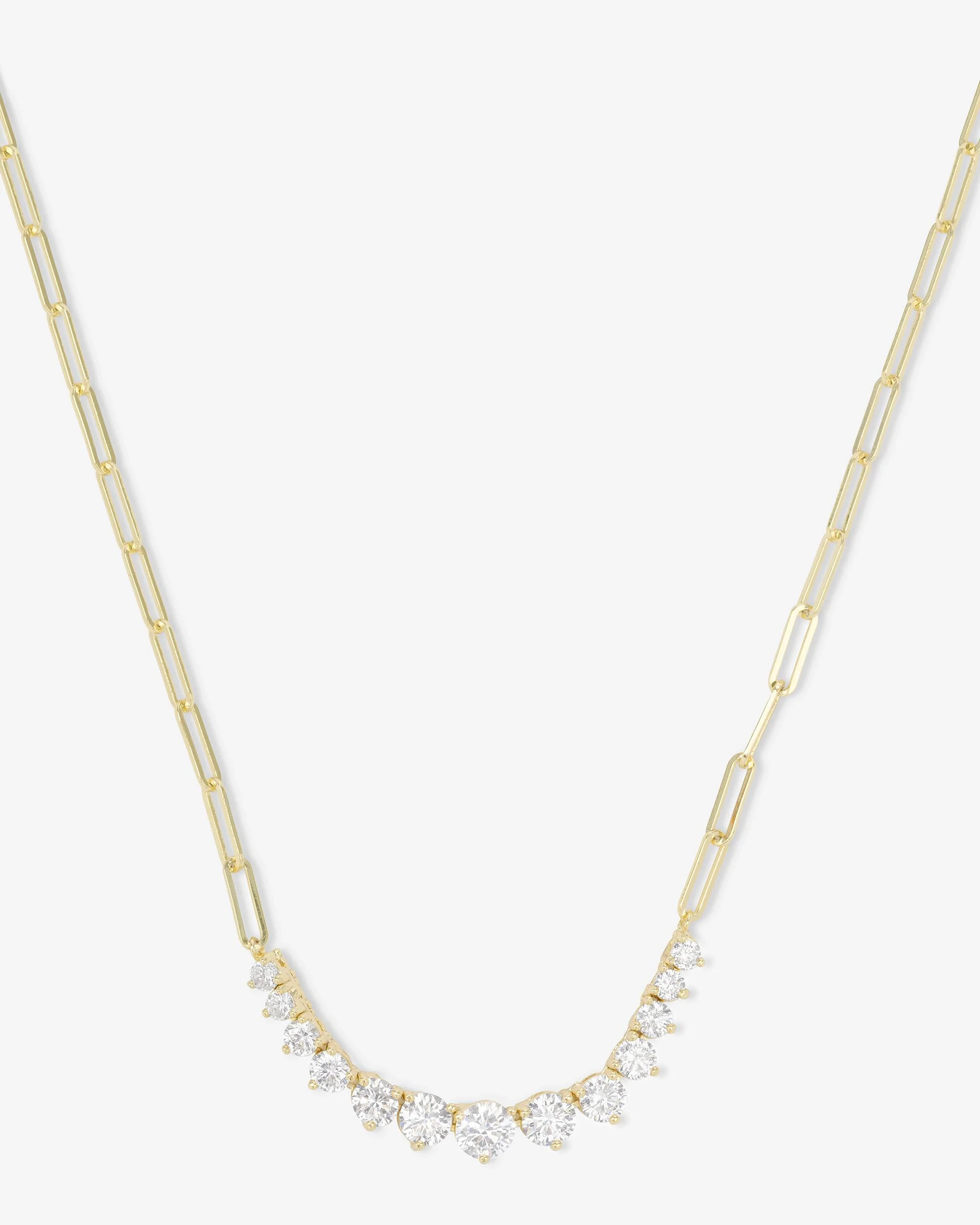 Not Your Basic Graduated Samantha Tennis Necklace - Gold|White Diamondettes | Melinda Maria Jewelry