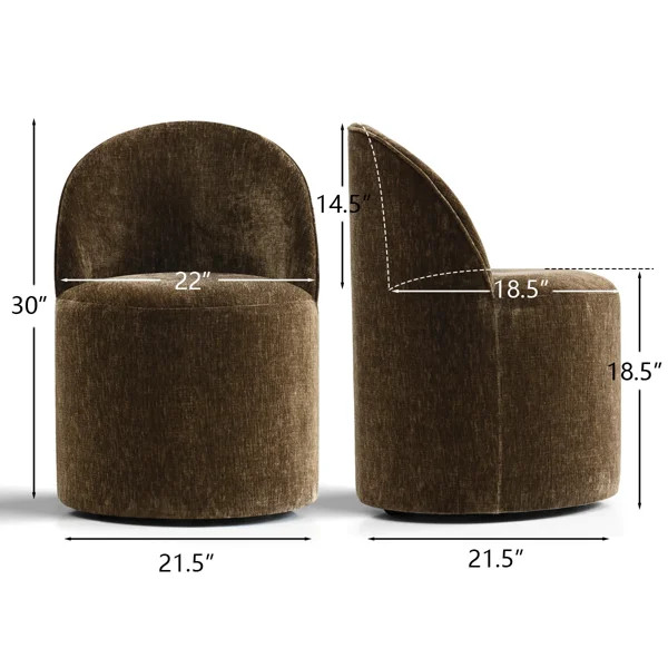Rolling Chenille Upholstered Dining Chair With Hidden Casters | Wayfair North America