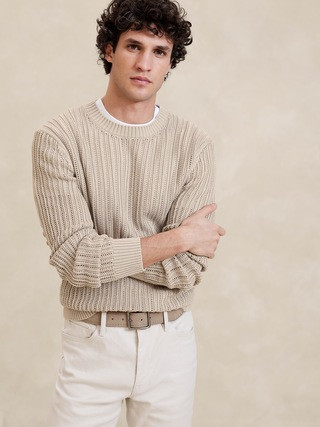 Textured Cotton Crew-Neck Sweater | Banana Republic (US)