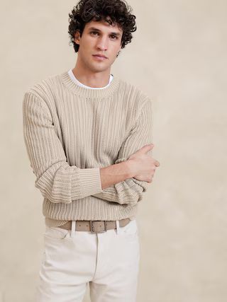 Textured Cotton Crew-Neck Sweater | Banana Republic (US)