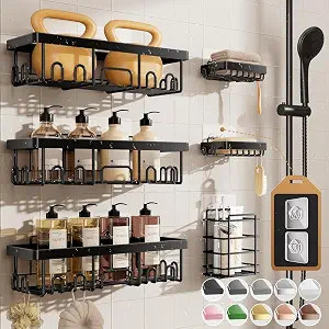Veken Shower Caddy 6-Pack, Advanced Rustproof Design, No Drilling Adhesive Shelves, Rack with Soa... | Amazon (US)