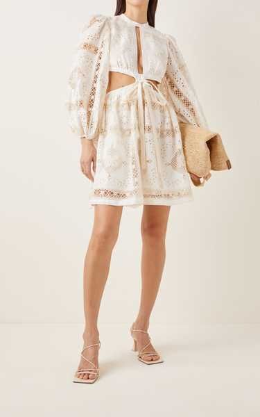 Aliane Cutout Broderie Anglaise Cotton Mini Dress | Moda Operandi (Global)