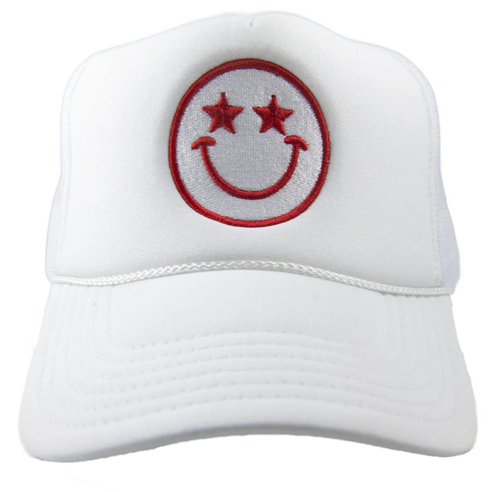 Star Eyed Happy Face Foam Women's Trucker Hat | Katydid.com