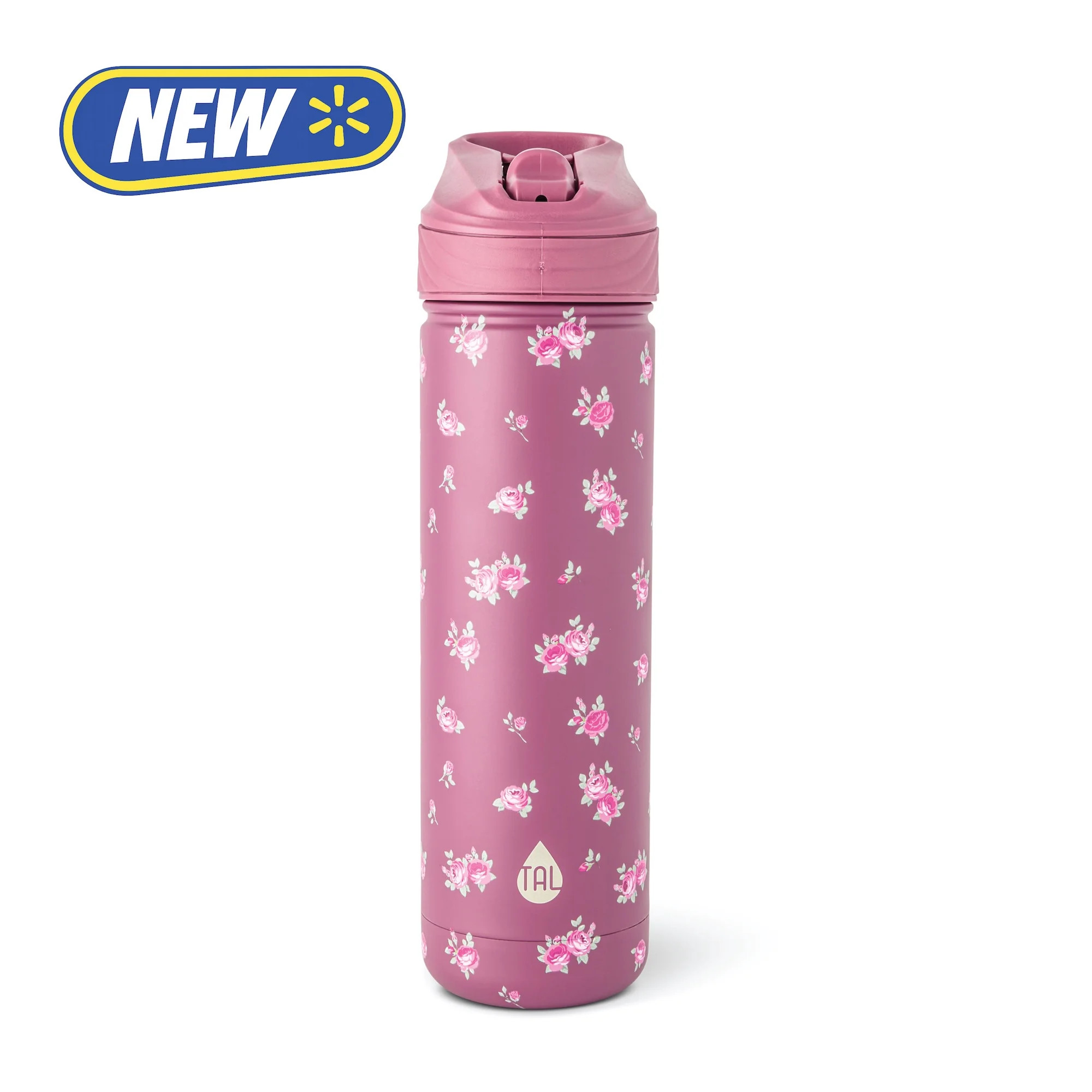 TAL 26oz Stainless Steel Ranger Water Bottle with Easy Sip Straw, Berry Floral | Walmart (US)