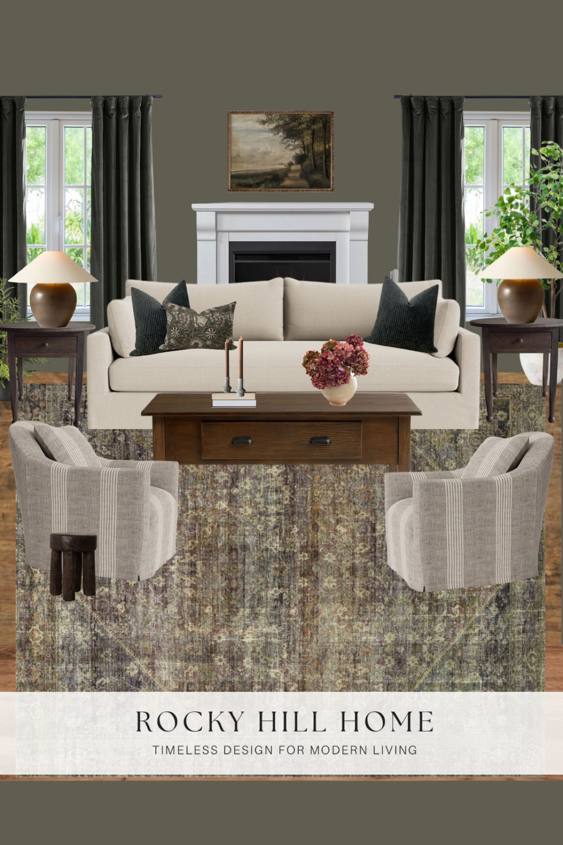 Green, beige and gray living room design featuring McGee and Co furniture, west elm lamps, Amber Lewis x Loloi rug, handmade side table

#LTKstyletip #LTKhome #LTKunder100