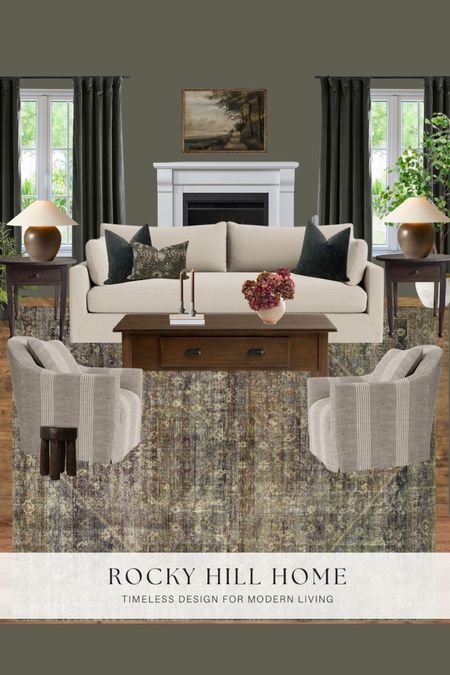 Green, beige and gray living room design featuring McGee and Co furniture, west elm lamps, Amber Lewis x Loloi rug, handmade side table

#LTKstyletip #LTKhome #LTKunder100