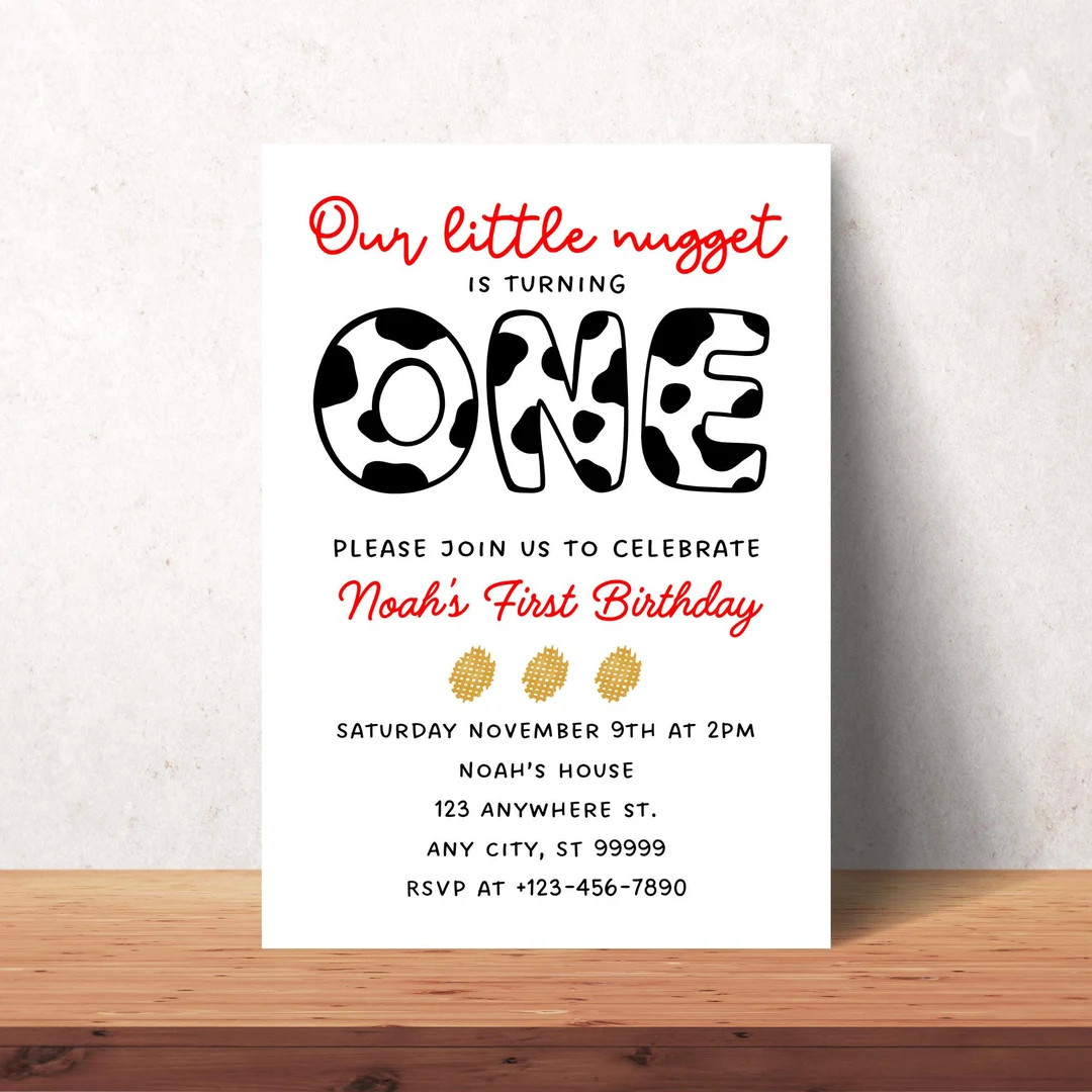 Our Little Nugget is Turning One Editable Chickfila Themed Birthday Invitation, Customizable 1st ... | Etsy (US)