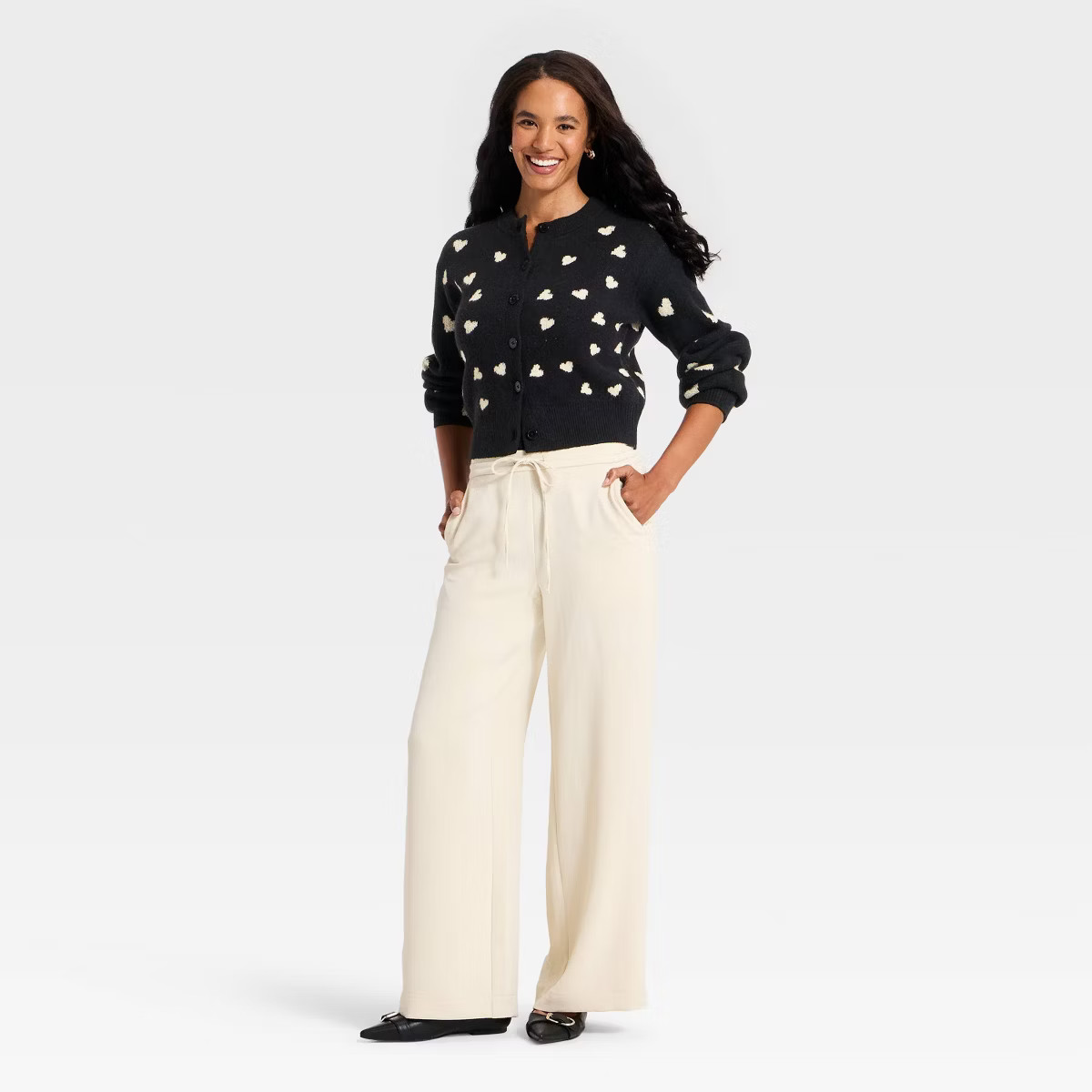 Women's Heart Print cardigan - A New Day™ Black | Target