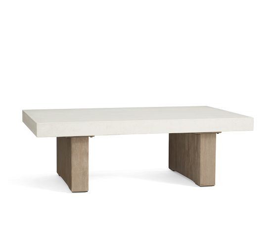 Pomona Concrete &amp; Acacia Rectangular Outdoor Coffee Table (50") | Pottery Barn (US)