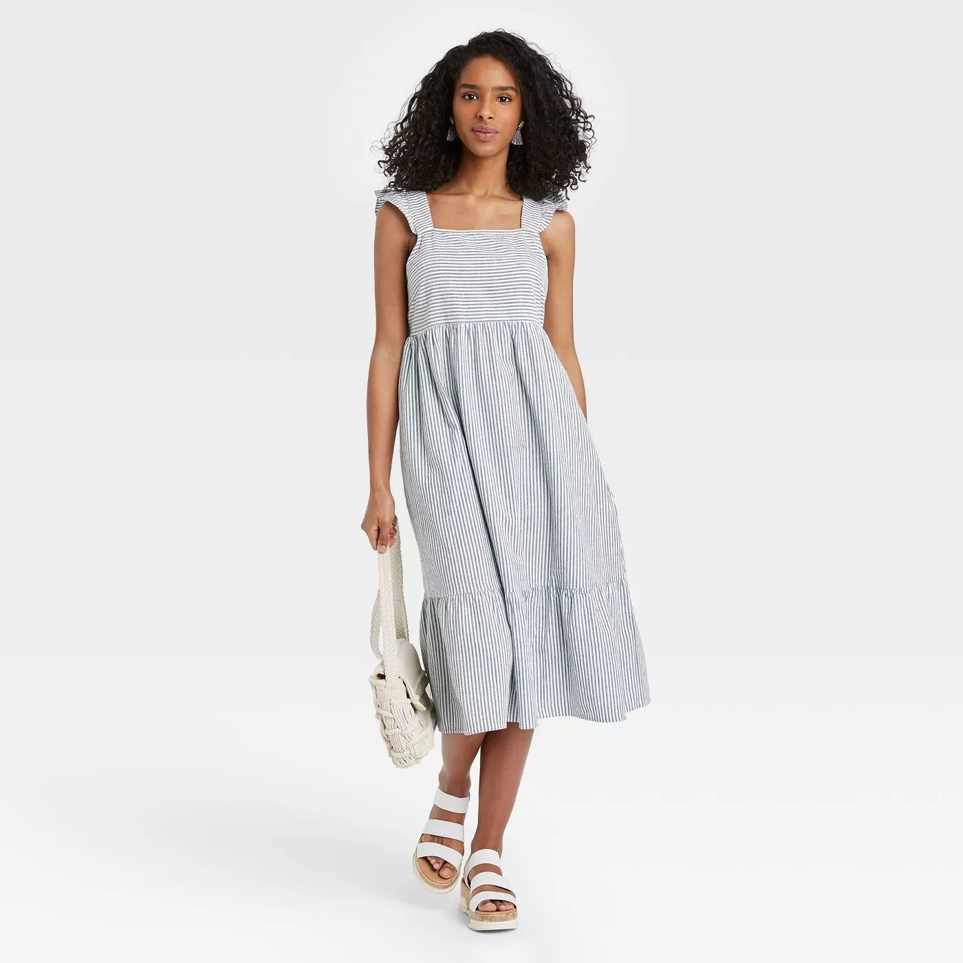 Women's Striped Ruffle Sleeveless Dress - Universal Thread™ Blue | Target