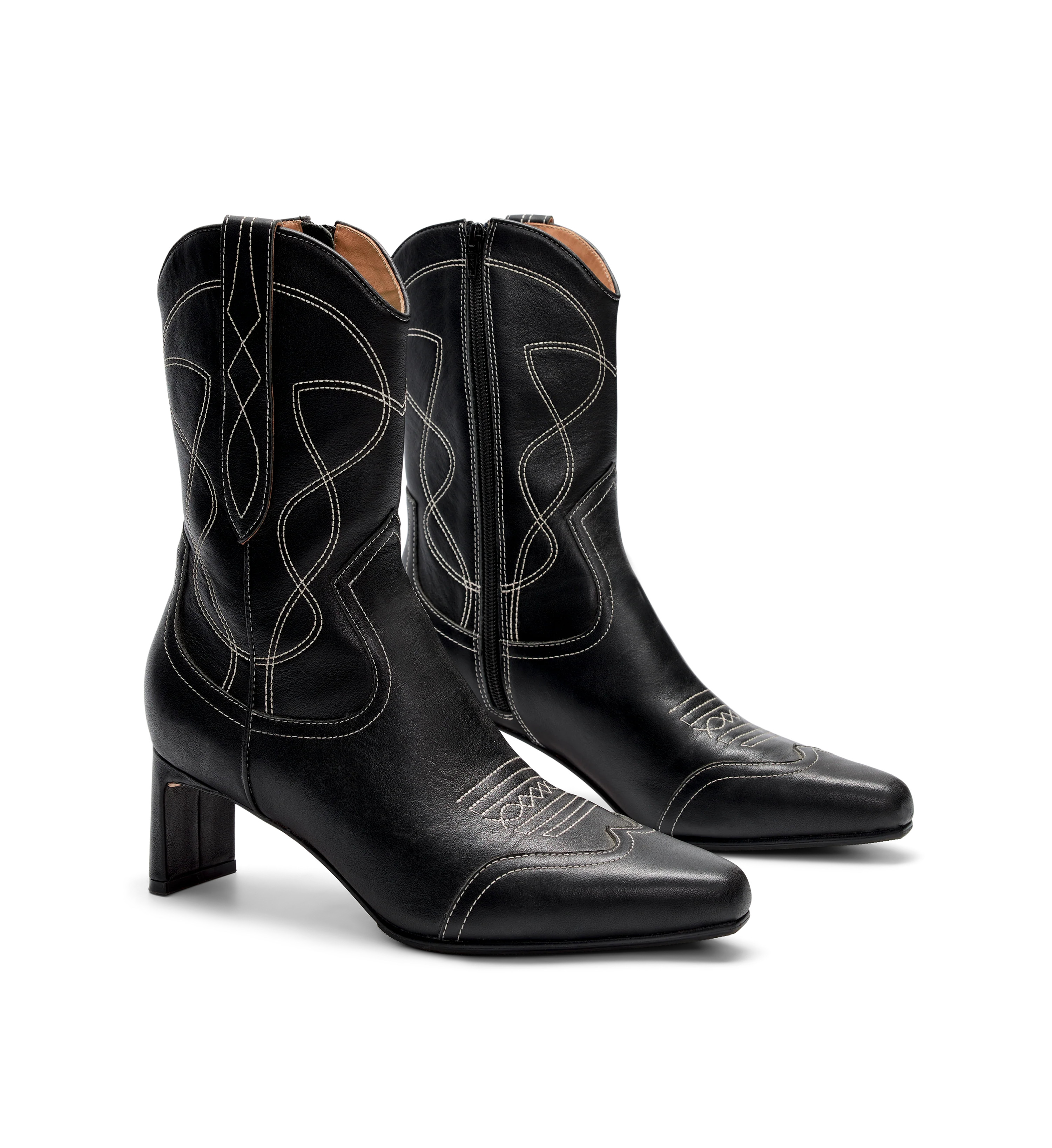 Willet Black Leather Western Boots | Bared Footwear | Bared Footwear