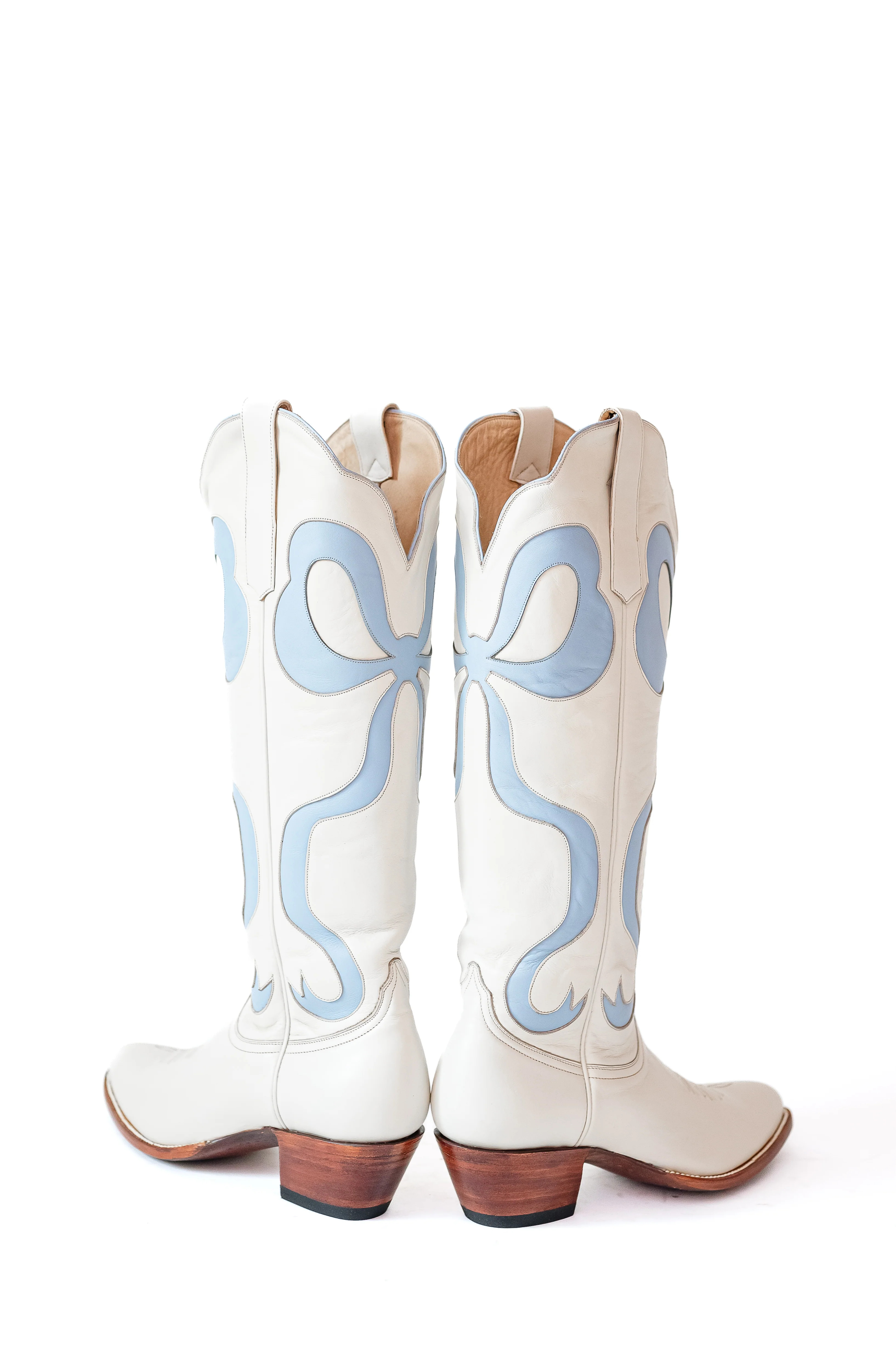 Claire Bow Boot in Bone & Powder Blue | Petite Paloma