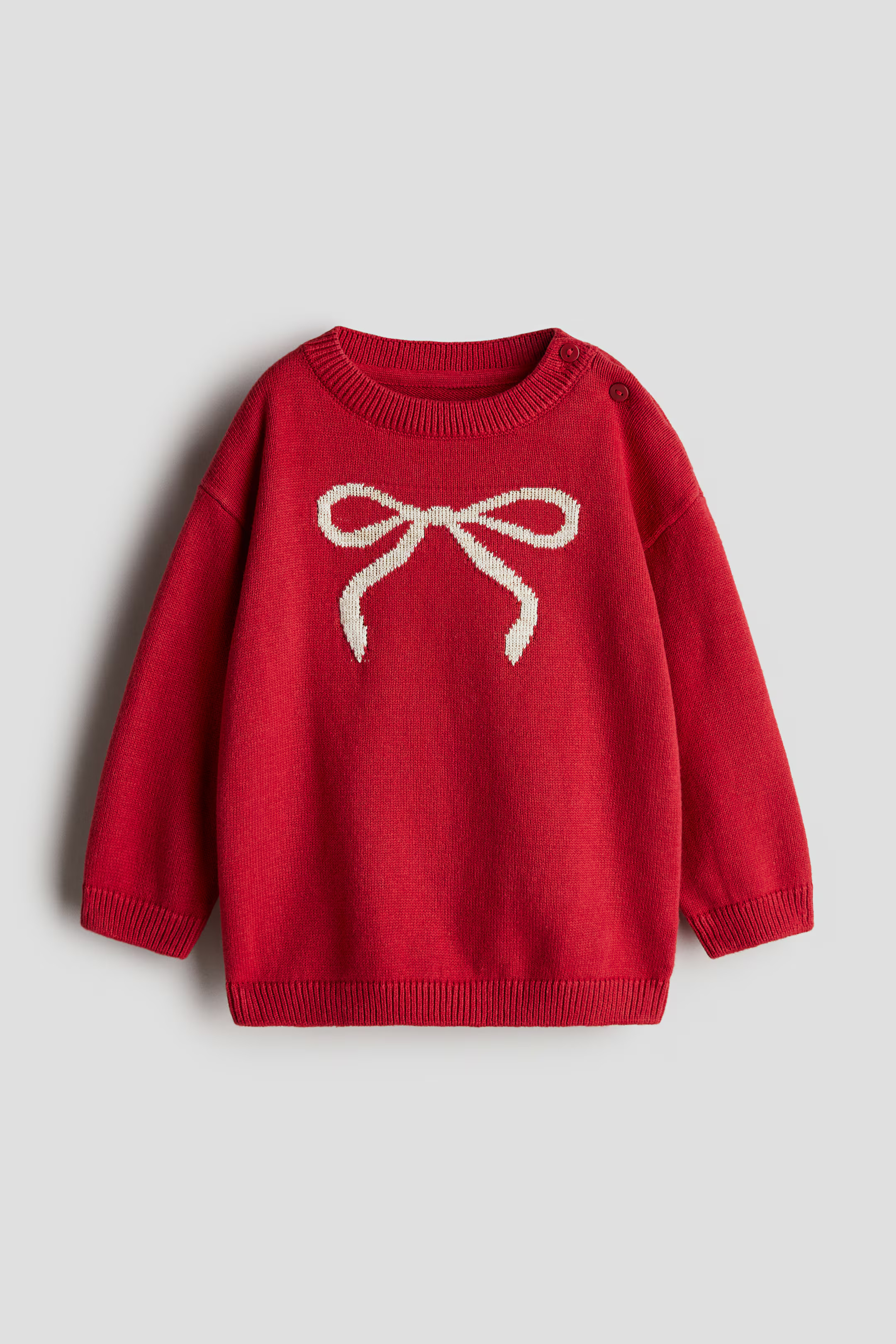 Jacquard-Knit Sweater - Red/bow - Kids | H&M US | H&M (US + CA)