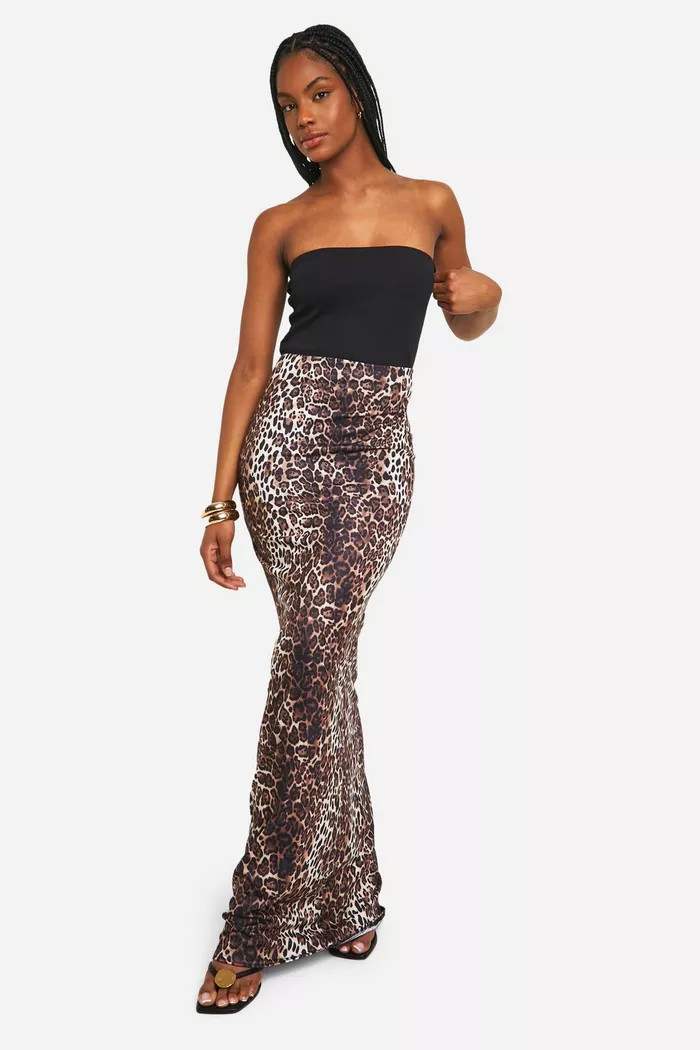 Tall Leopard Jersey Maxi Skirt | boohoo (US & Canada)