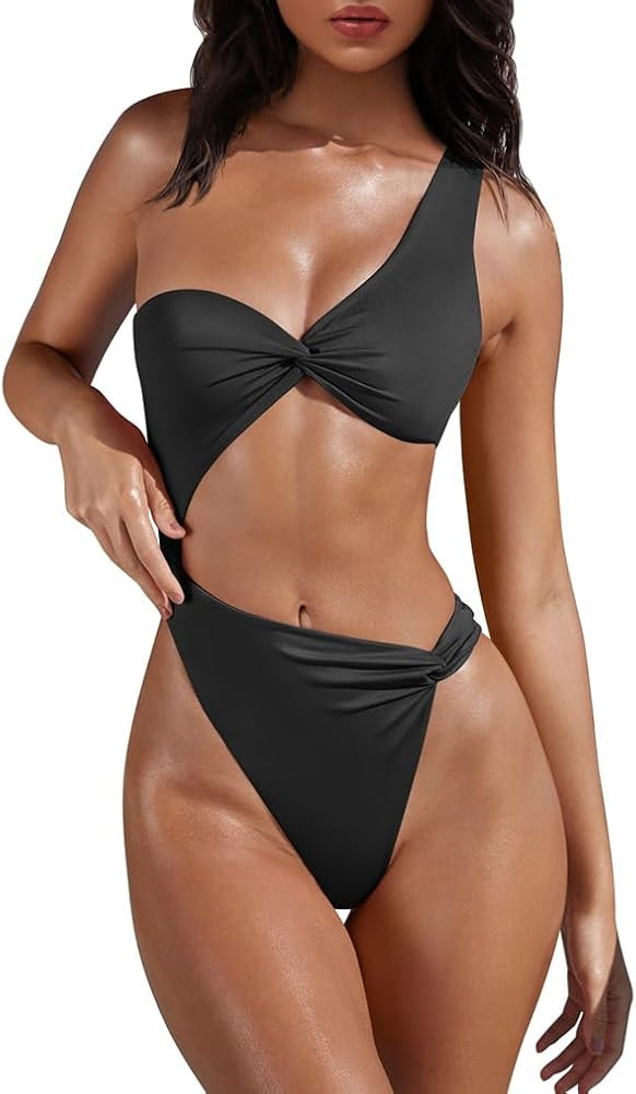 XXTAXN Women's Sexy Thong Cutout Monokinis Tie Beach One Piece Swimsuit Bathing Suit | Amazon (US)