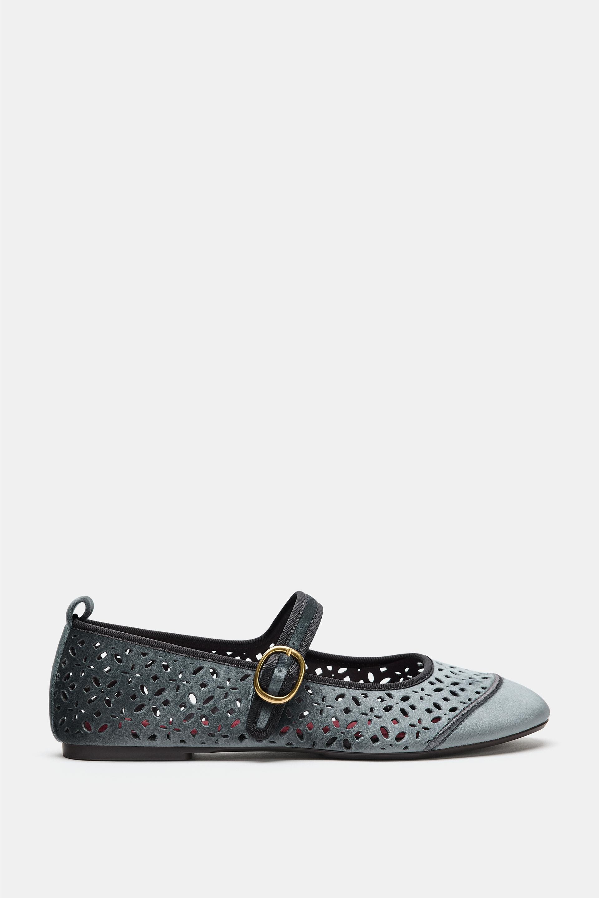 Zara - Perforated Printed Ballet Flats - Blue - 10 - Woman | Zara US