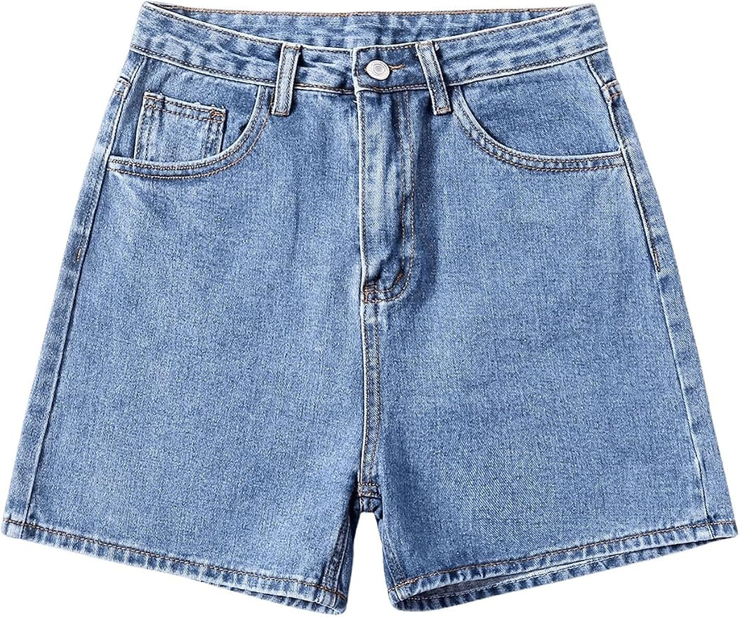 SOLY HUX Women's High Waisted Denim Shorts Straight Leg Jeans Casual Summer Short Pants | Amazon (US)