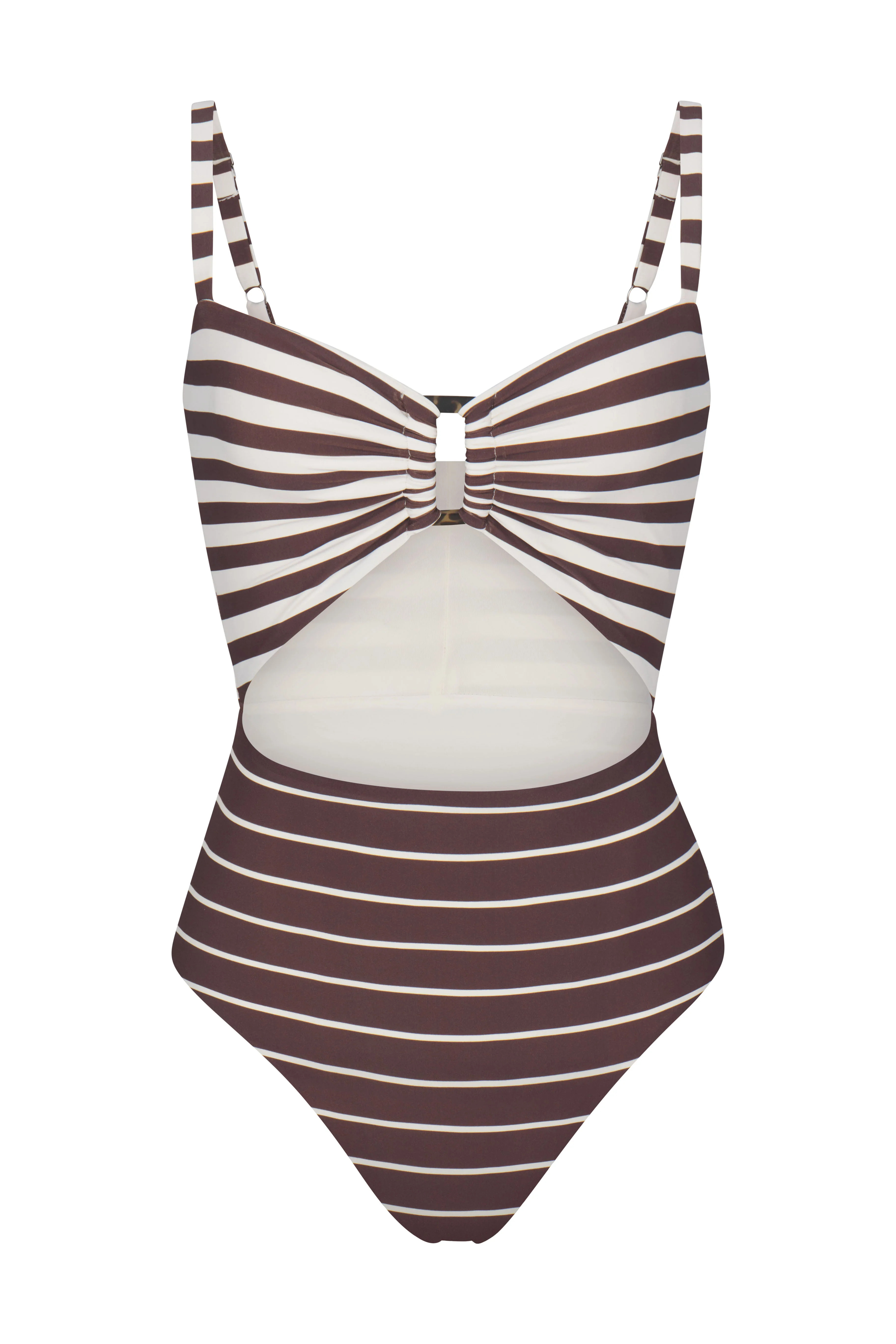 Tortoise Cutout One-Piece In Espresso Mixed Stripes | Anemos Swim (US)