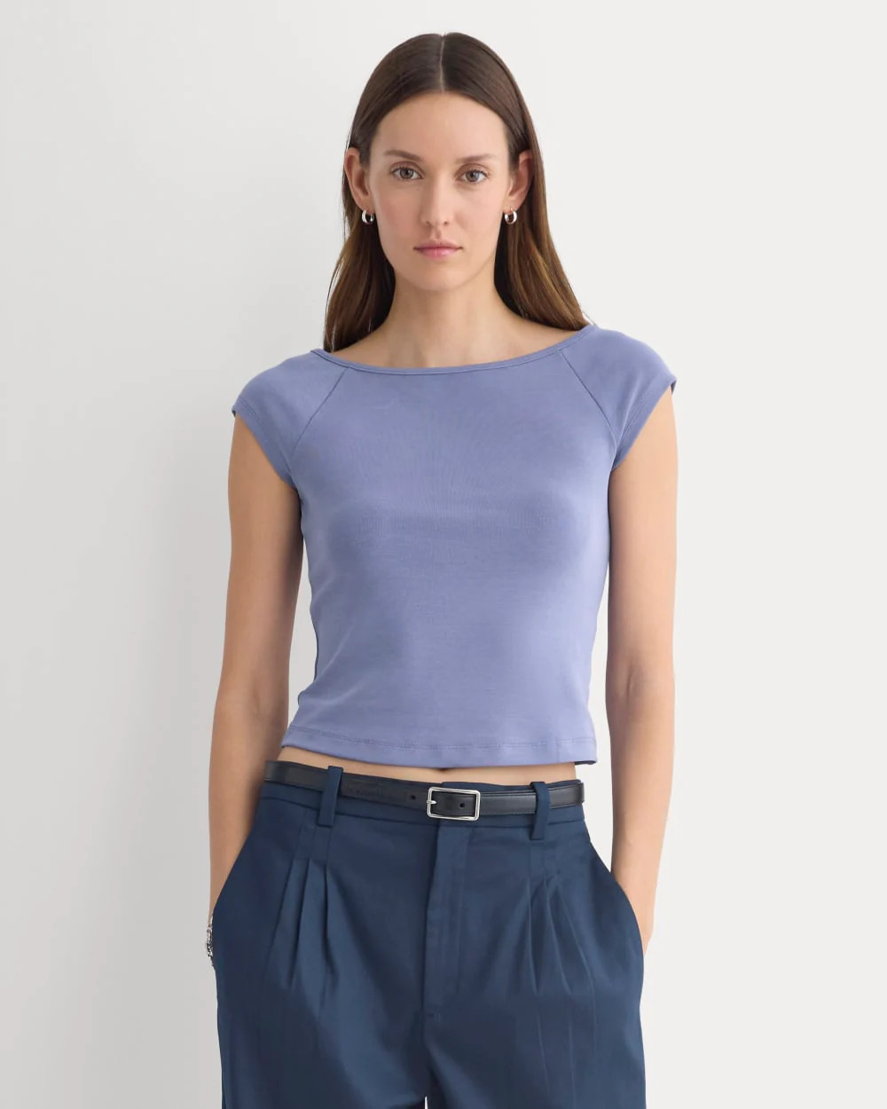 Boatneck Cap-Sleeve Top in Butterknit | Blue Dusk | Everlane