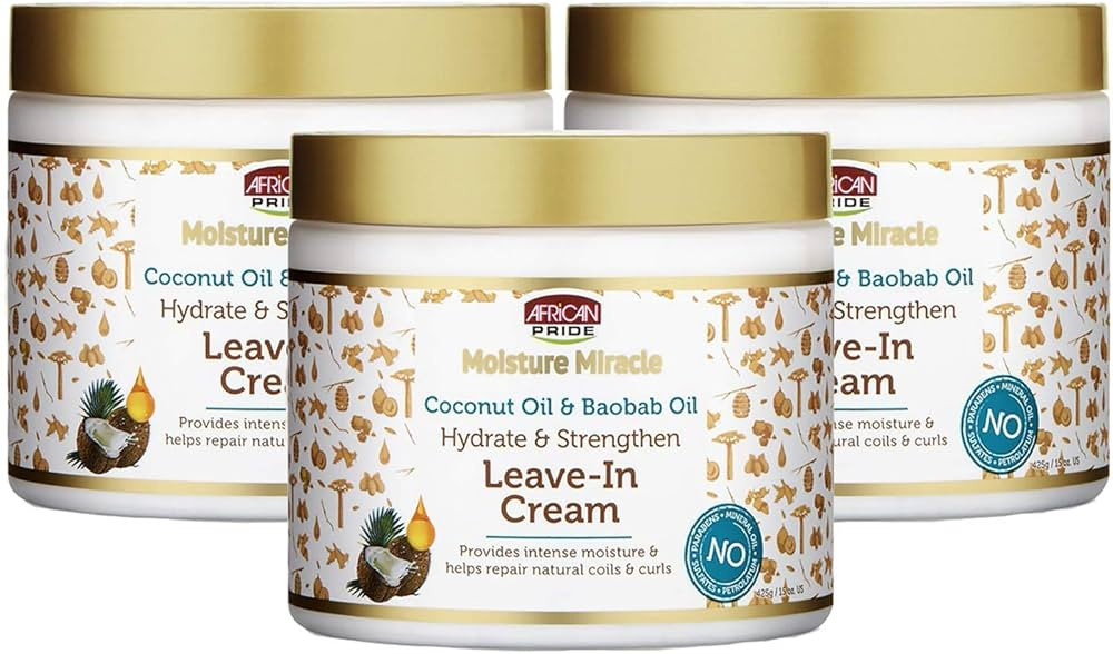 Amazon.com : African Pride Moisture Miracle Coconut Oil & Baobab Oil Leave-In Hair Cream (3 Pack)... | Amazon (US)