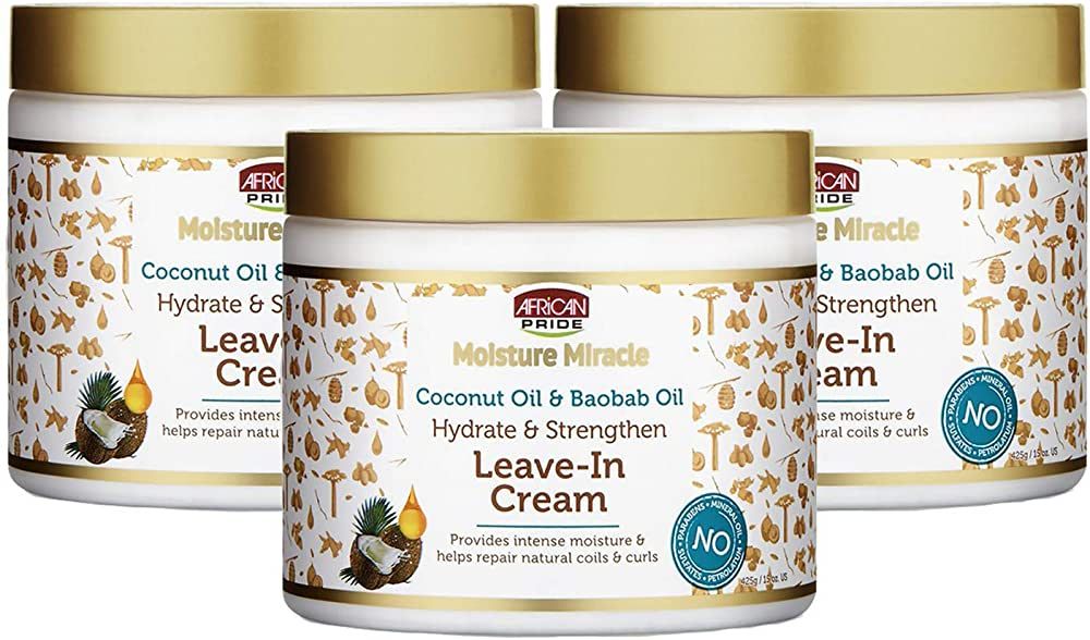 Amazon.com : African Pride Moisture Miracle Coconut Oil & Baobab Oil Leave-In Hair Cream (3 Pack)... | Amazon (US)