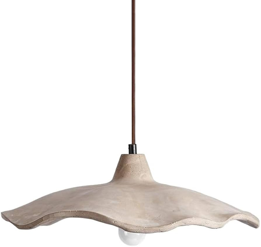 XYBZJP Nordic Retro Style Ceiling Light Fixture, Lotus Leaf-Shaped Cement Chandelier Lampshade, E... | Amazon (US)