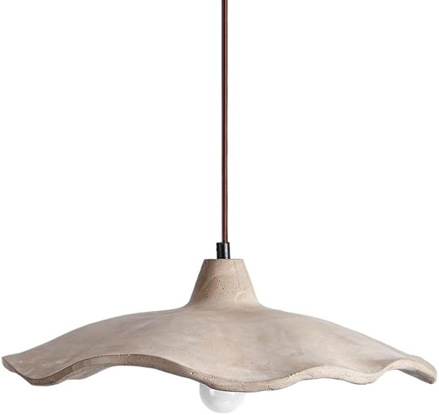 XYBZJP Nordic Retro Style Ceiling Light Fixture, Lotus Leaf-Shaped Cement Chandelier Lampshade, E... | Amazon (US)