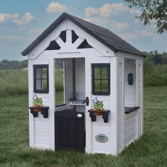 Backyard Discovery White Sweetwater Playhouse Outdoor Wood Playhouse | Lowe's
