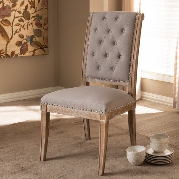 French Provincial Beige Fabric Dining Chair by Baxton Studio | Bed Bath & Beyond