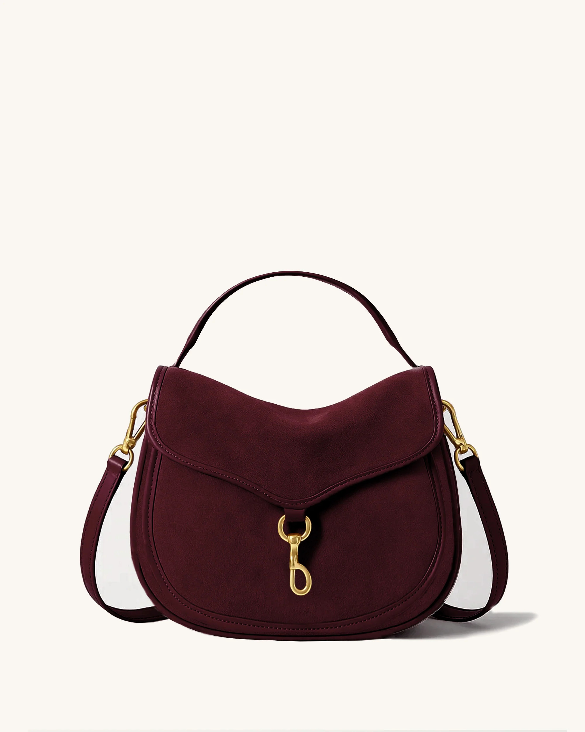 Sadie Faux Suede Saddle Bag - Burgundy | JW PEI US