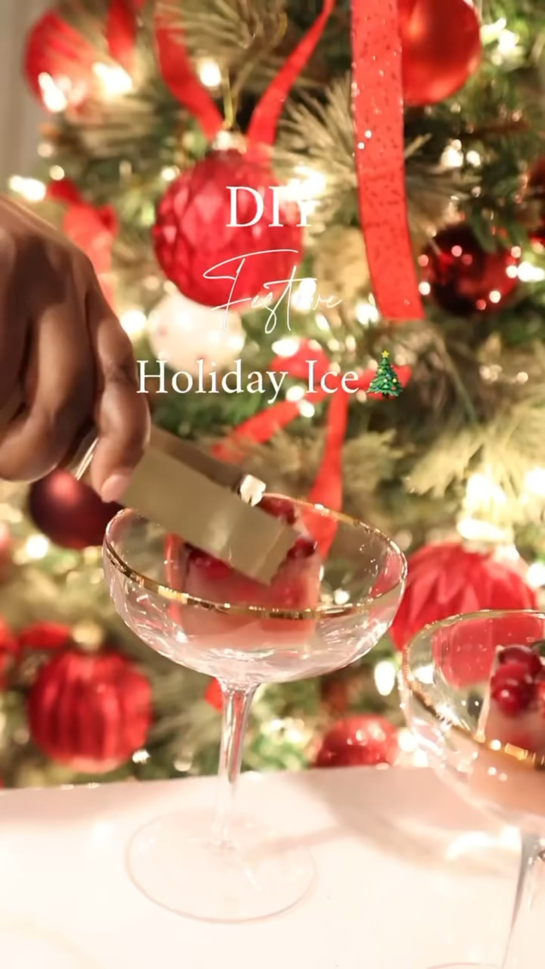 Save this post for your next holiday cocktail. Here is a simple holiday ice recipe that adds festiveness to any cocktail. I love it in a simple glass of @risatawines Prosecco. Share with someone who owes you a cocktail with this ice! #holidaycocktails #holidaydrink