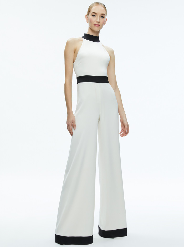CATALINE HIGH NECK WIDE LEG JUMPSUIT | Alice + Olivia