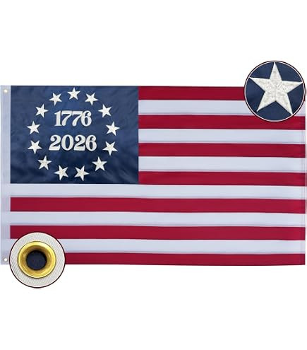 Bradford 1776 Bennington 250 Anniversary USA Flag 3x5 ft Outdoor Embroidered Betsy Ross Flags 13 ... | Amazon (US)