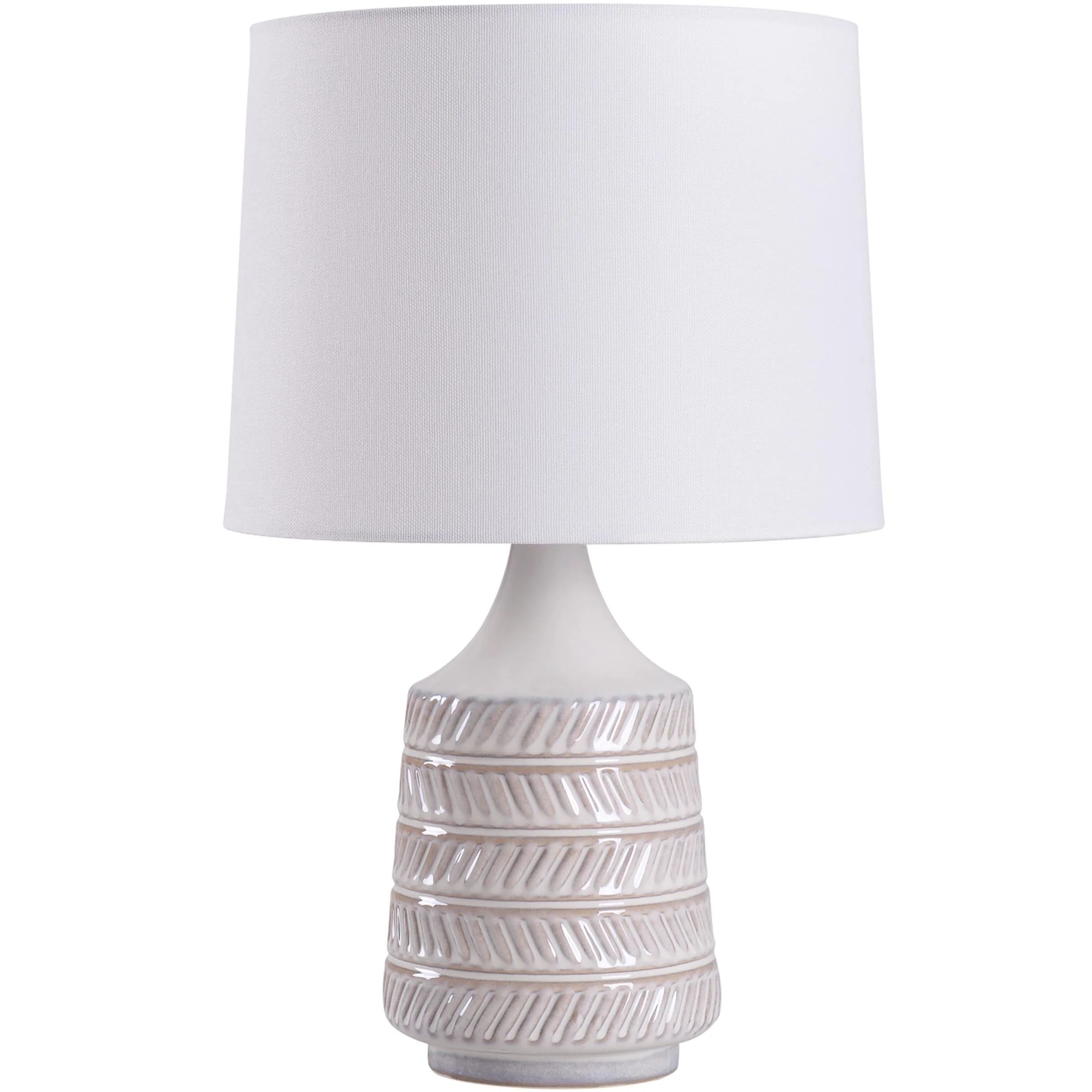 Better Homes & Gardens White and Beige Etched Ceramic Table Lamp with Shade 17"H - Walmart.com | Walmart (US)