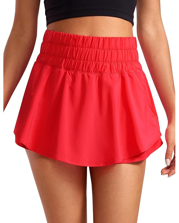 CRZ YOGA Athletic Shorts for Women High Waisted Flowy Ruffle Skirt Overlay for Workout Running Te... | Amazon (US)