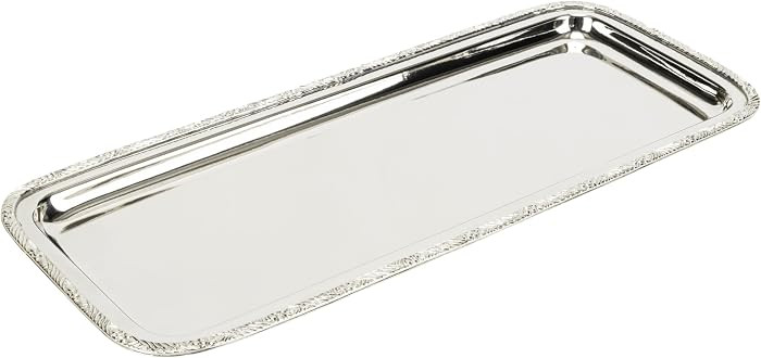 Elegance Stainless Steel Serving Tray 15"x6" \u2013 Elegant Rectangular Design with Decorative Ri... | Amazon (US)