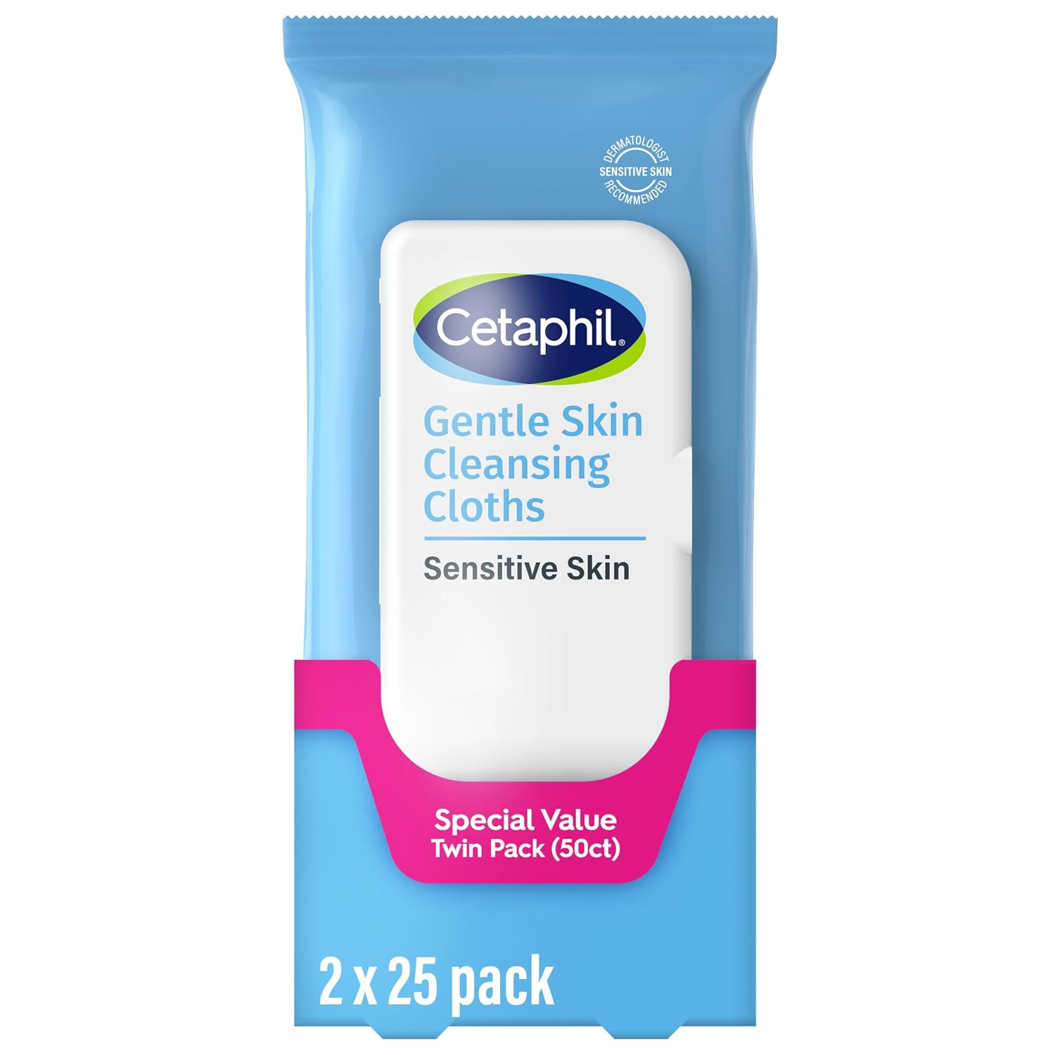 Cetaphil Cleansing Face & Body Wipes, Fragrance Free, 50ct, 2-Pack | Amazon (US)