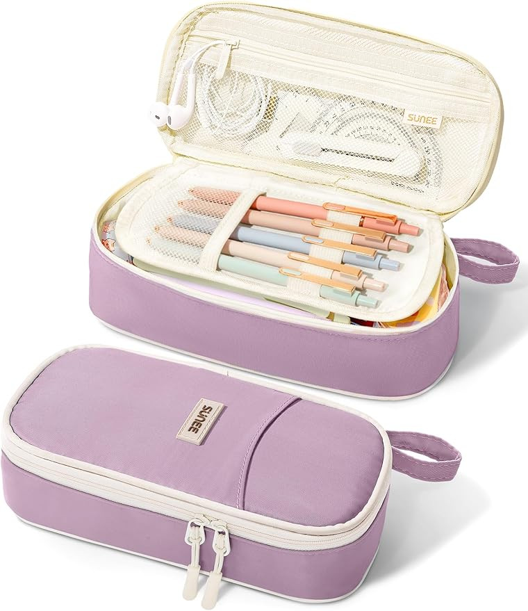 SUNEE Cute Pencil Case, Aesthetic Pen Pouch, Colored Large Pencil Bag with Zipper, Kawaii Station... | Amazon (US)