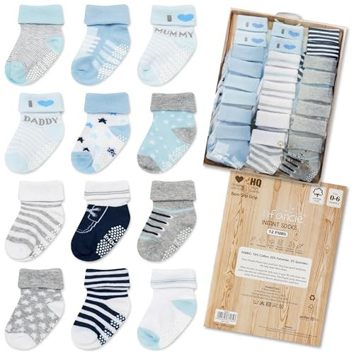 infancie Baby Socks Infant Socks 12 Pair – Soft And Comfortable Infant Sock 0-6 Months, Premium Boys Cotton Sock, Gift For Newborn Boys | Amazon (US)