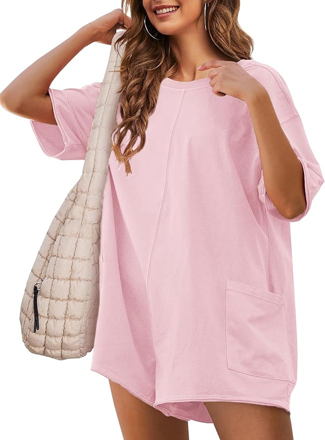 UANEO Rompers for Women Casual Oversized Athletic Jumpsuits Overalls Workout Hot Shot Tee Romper | Amazon (US)