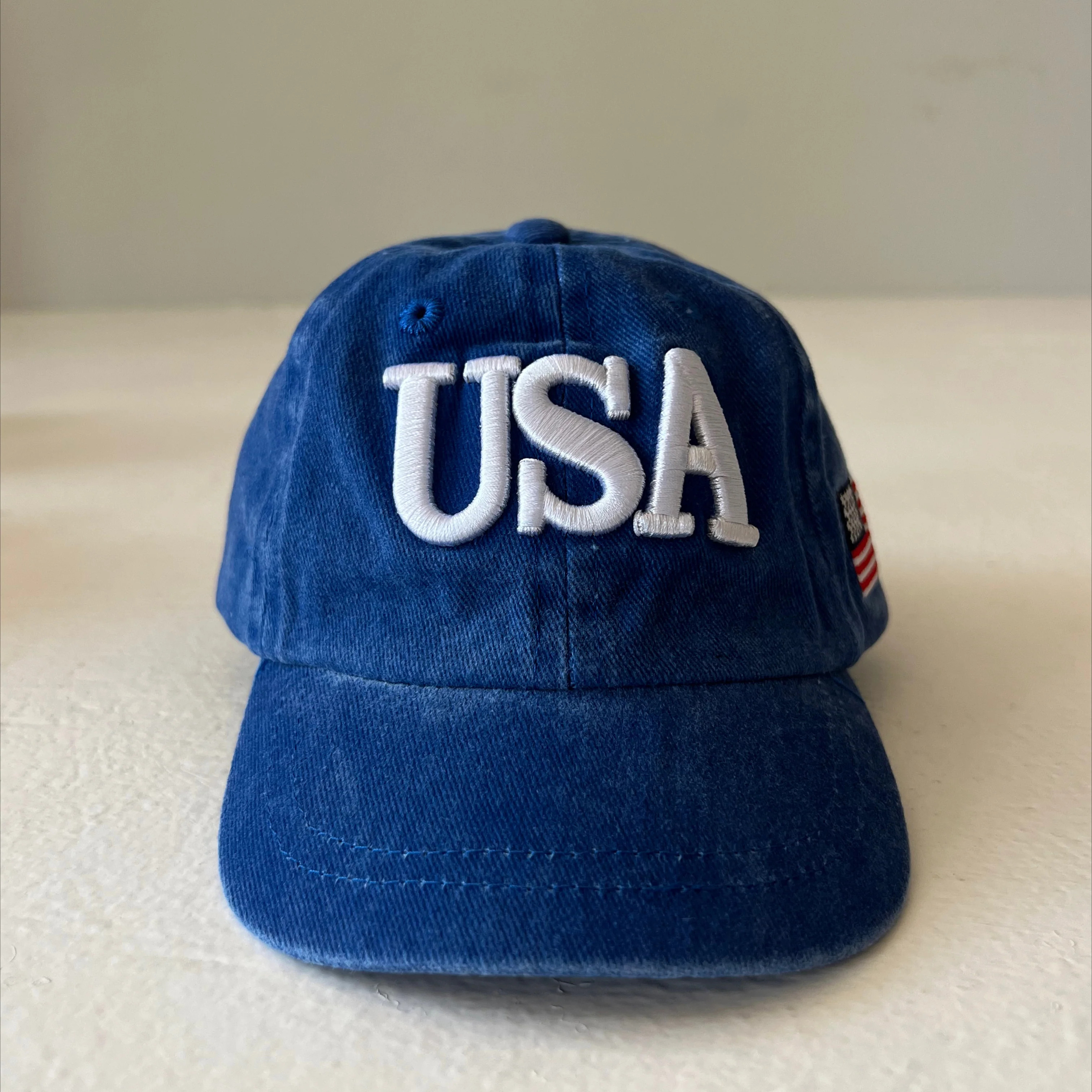 USA Kids Baseball Hat, Vintage Blue | SpearmintLOVE