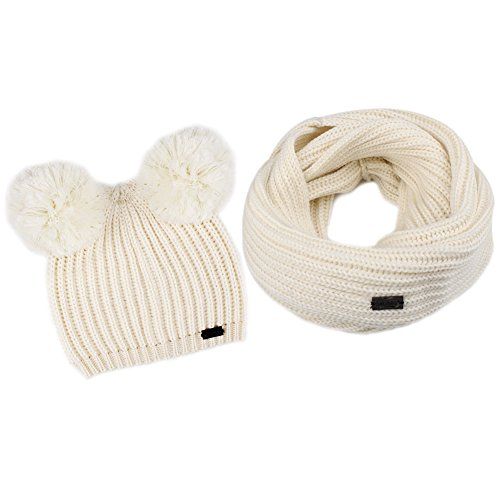 Kids Winter Pom Pom Hat -Soft Warm Beanie Knit Hats Scarf Set For Baby Toddler Children FURTALK Orig | Amazon (US)